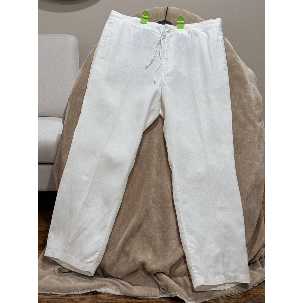 Onia White Linen Drawstring Chinos